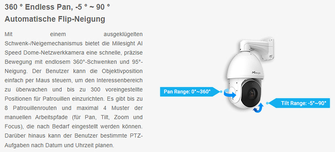 PTZ-36x Zoom Speed Dome  8MP (4K)-360°- mit Wiper