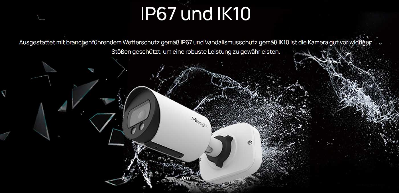 IP67 Wetterschutz und IK10 Vandalismusschutz