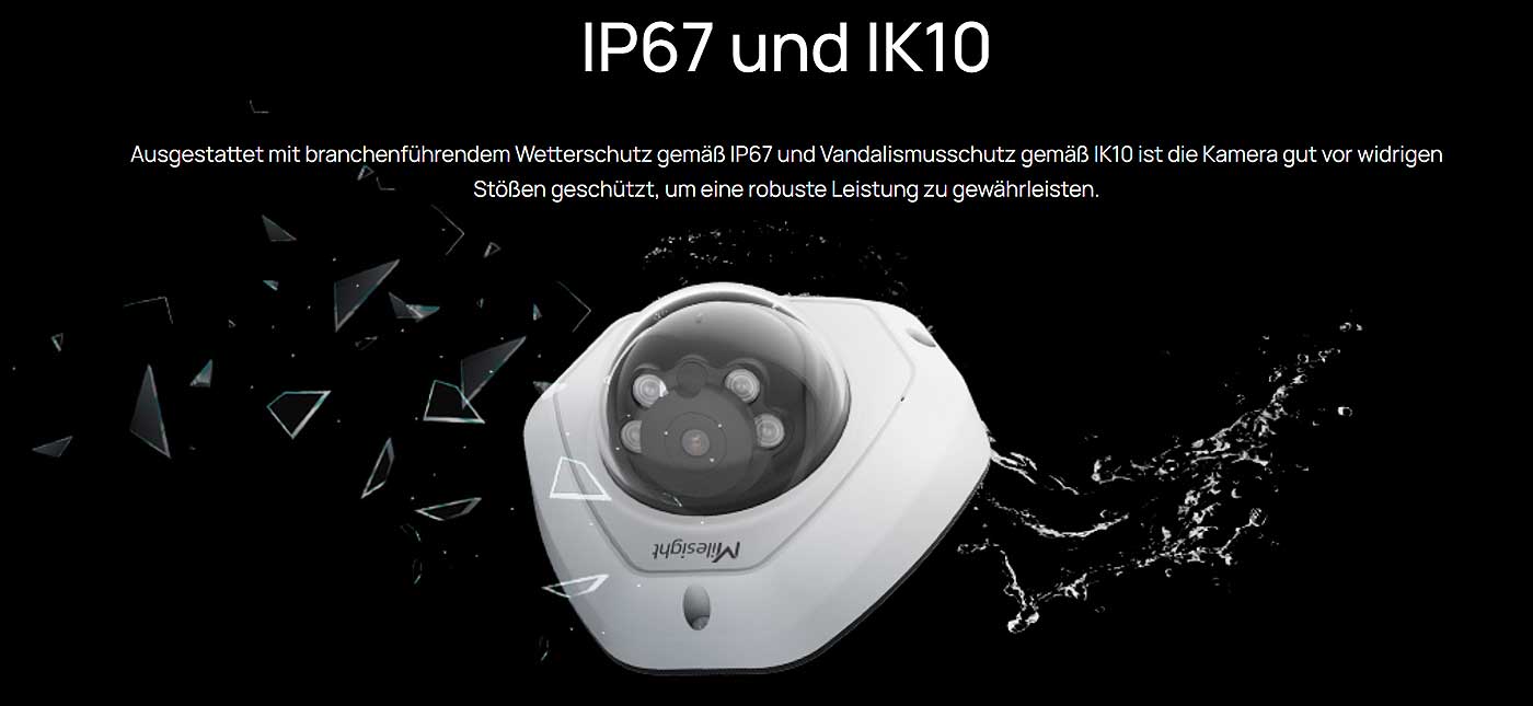 IP67 Wetterschutz und IK10 Vandalismusschutz