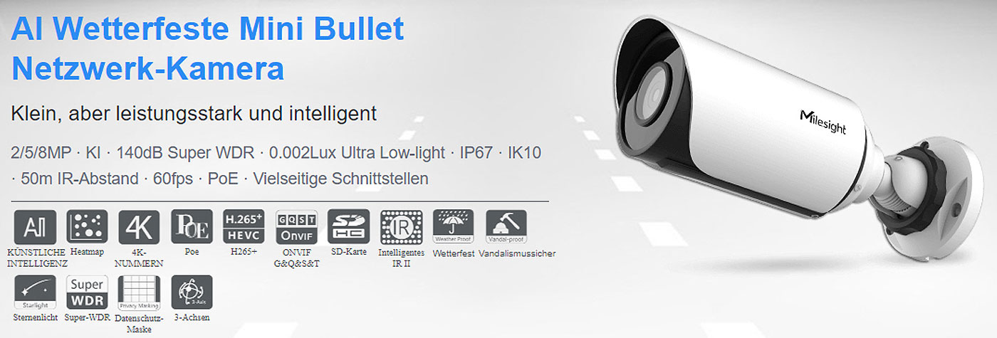 Motorisierte Mini-Bullet-Zoom 2MP / 88° / 120fps