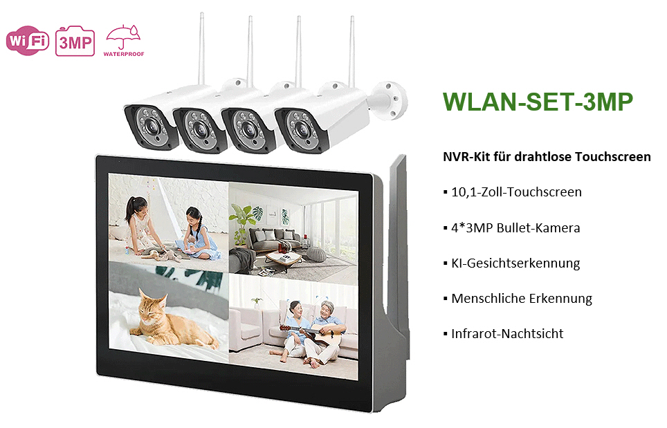 WLAN-SET-3MP - NVR-Kit für drahtlose Touchscreens