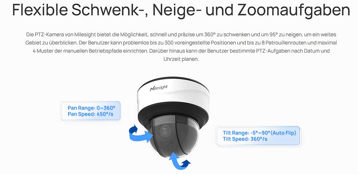 PTZ-Kamera mit flexibler Schwenk- Neige- und Zoom-Aufgaben