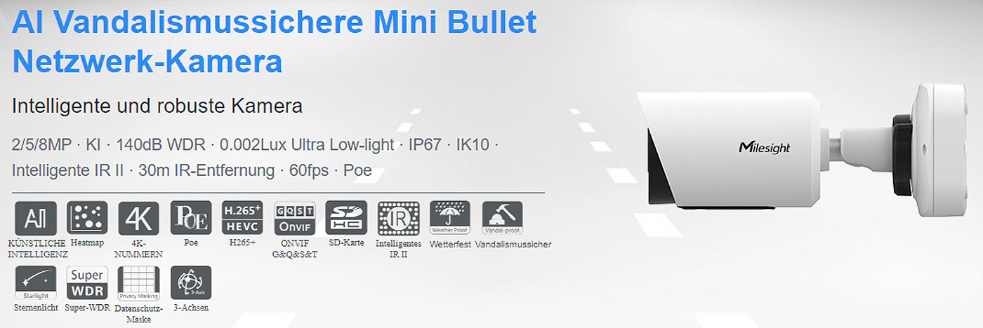 AI-Motorisierte Mini-Bullet-Zoom 2MP / 111° / 60fps