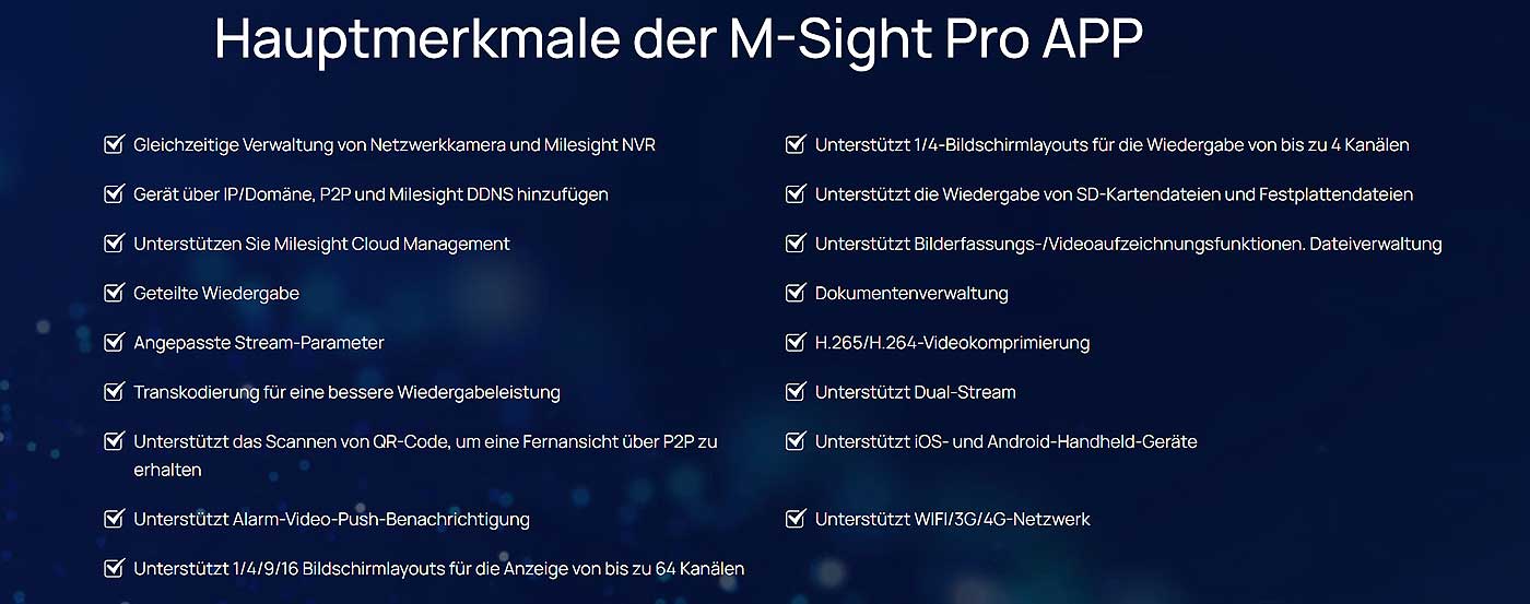 M-Sight Pro APP Hauptmerkmale