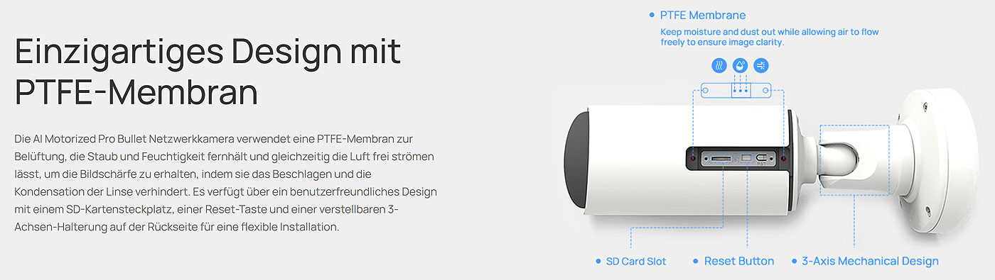 Einzigartiges Design mit PTFE-Membran