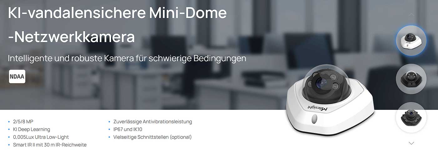 KI-vandalensichere Mini-Dome-Netzwerkkamera